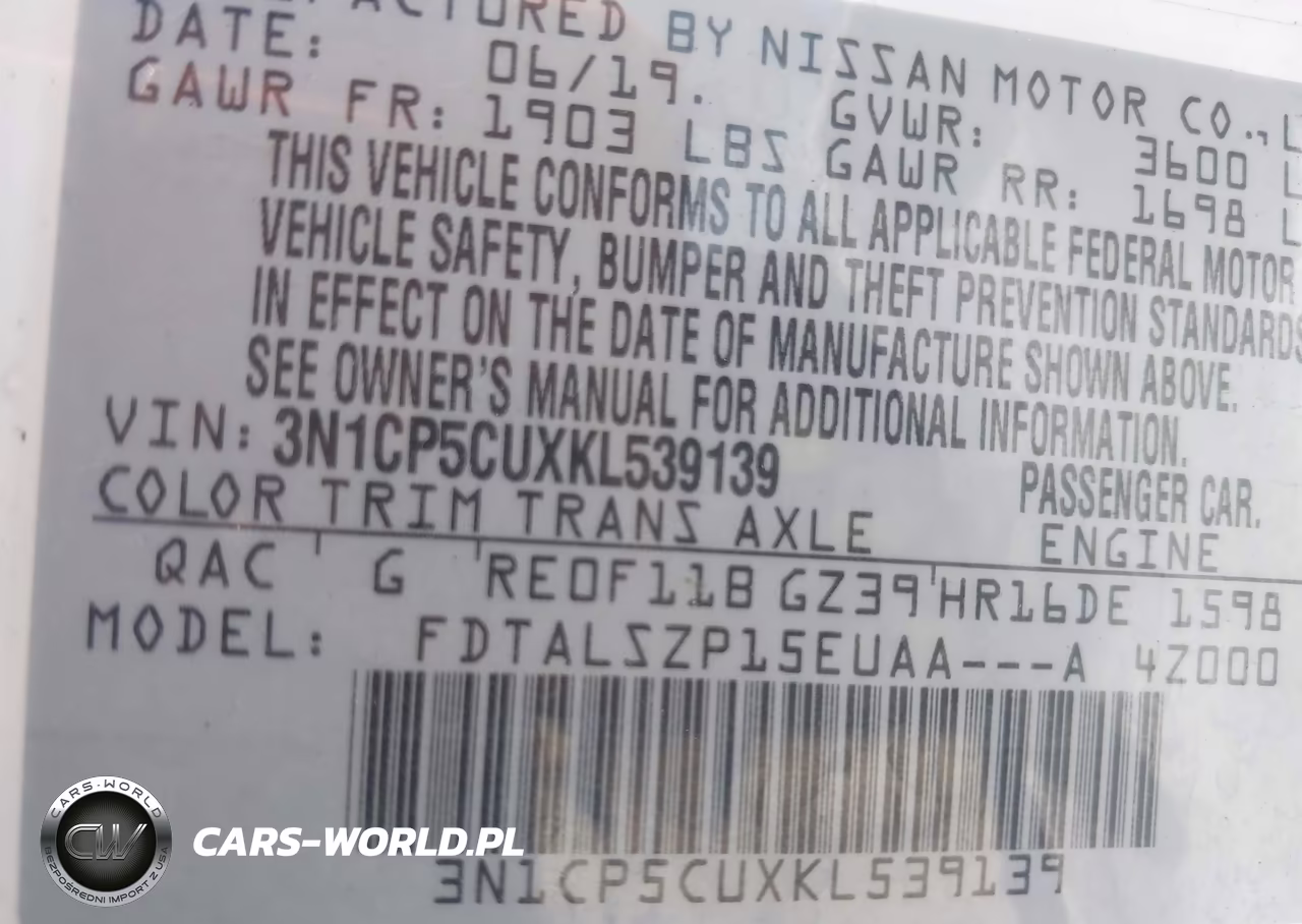 2019 Nissan Kicks Sv VIN:3N1CP5CUXKL539139 - 9