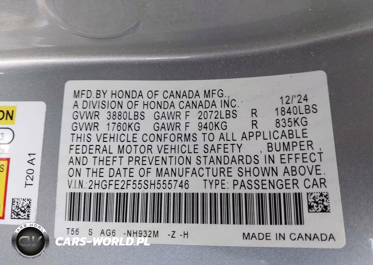 2025 Honda Civic Sport VIN:2HGFE2F55SH555746 - 9