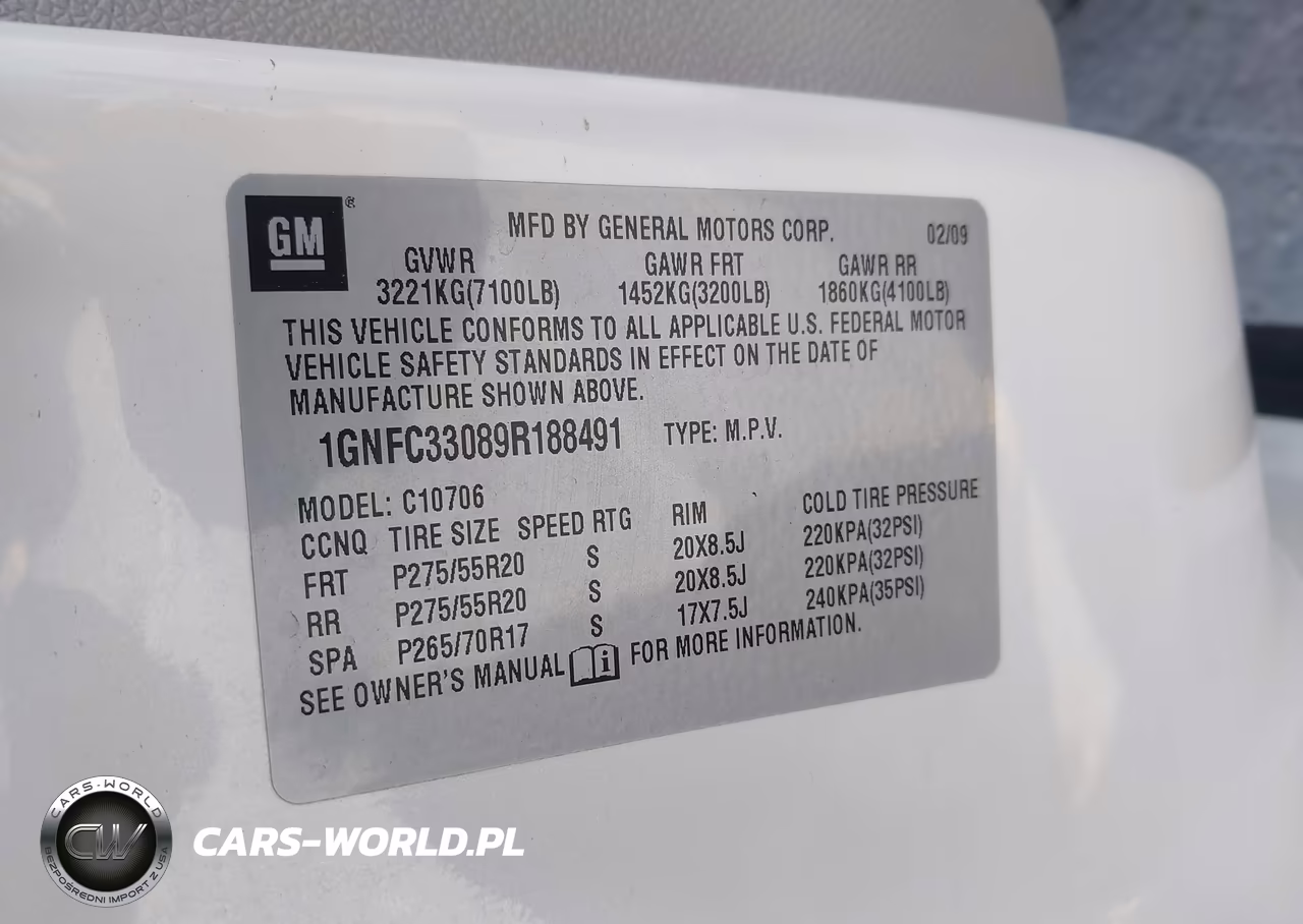 2009 Chevrolet Tahoe Ltz VIN:1GNFC33089R188491 - 9