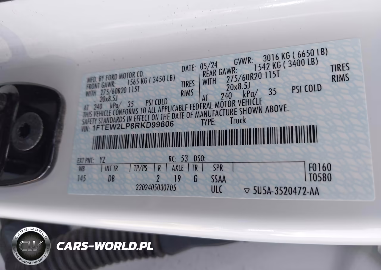 2024 Ford F-150 Stx VIN:1FTEW2LP8RKD99606 - 9