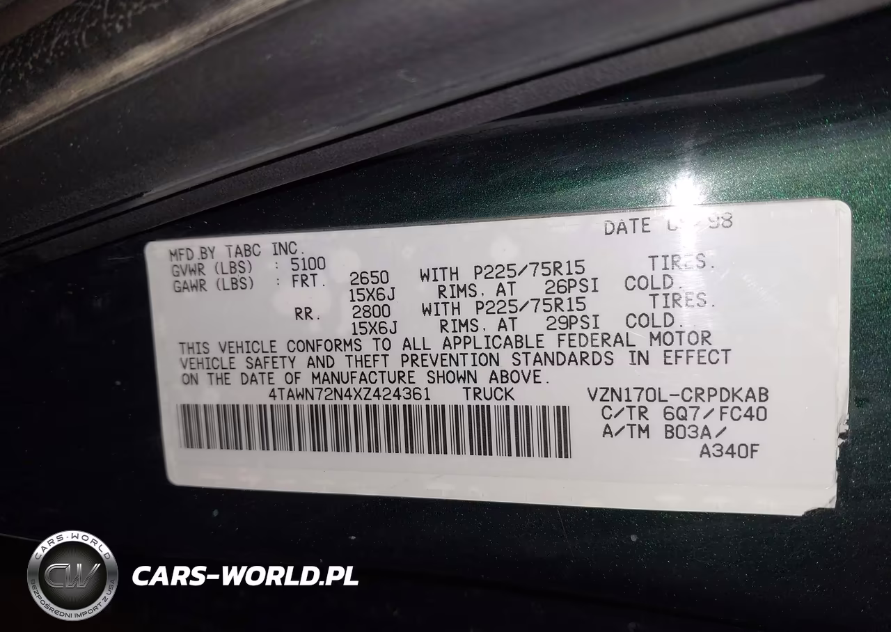 1999 Toyota Tacoma VIN:4TAWN72N4XZ424361 - 9