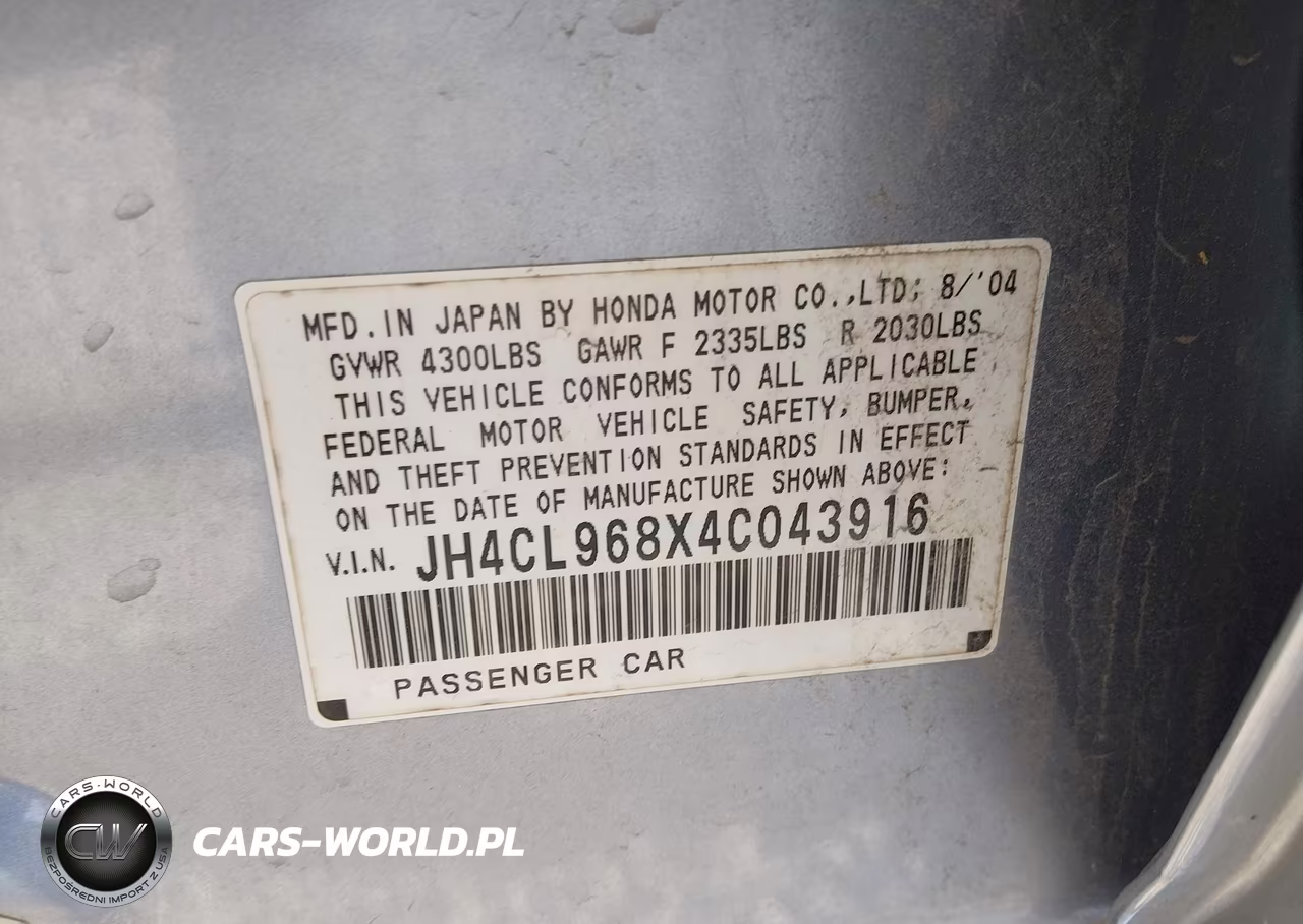 2004 Acura Tsx VIN:JH4CL968X4C043916 - 9