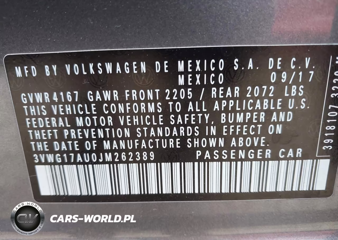 2018 Volkswagen Golf Tsi S-Tsi Se VIN:3VWG17AU0JM262389 - 9