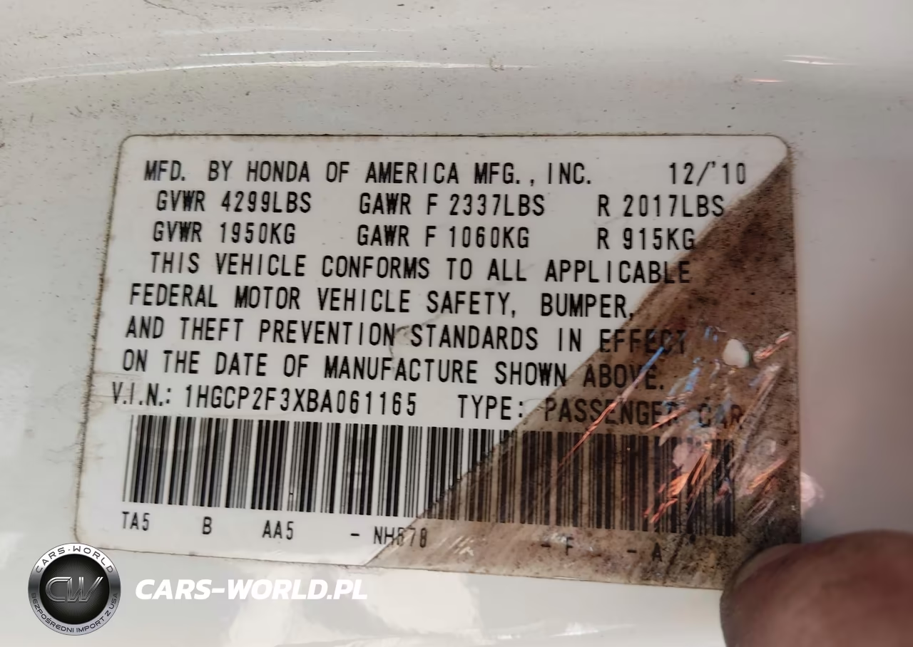 2011 Honda Accord 2.4 Lx VIN:1HGCP2F3XBA061165 - 9