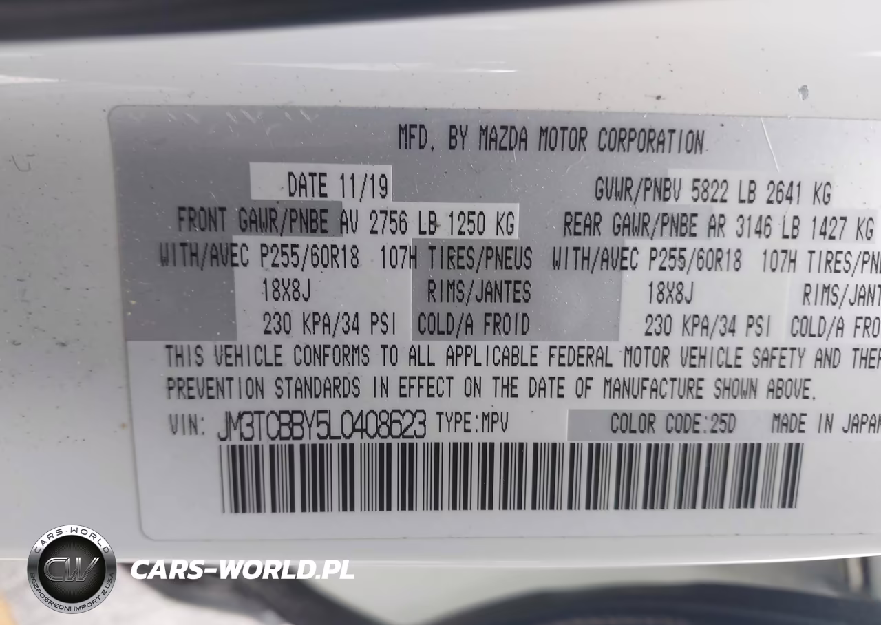 2020 Mazda Cx-9 Sport VIN:JM3TCBBY5L0408623 - 9