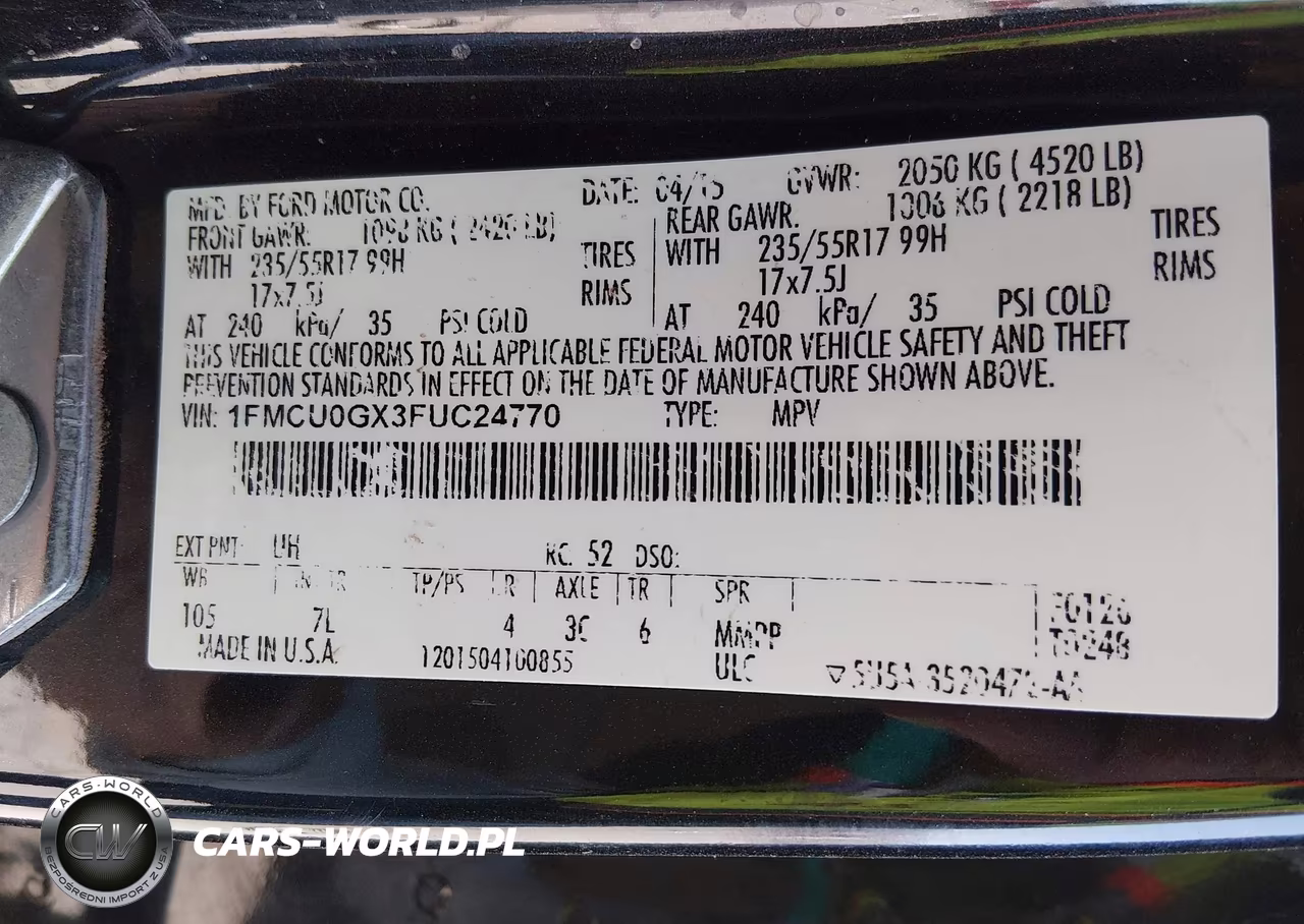 2015 Ford Escape Se VIN:1FMCU0GX3FUC24770 - 9