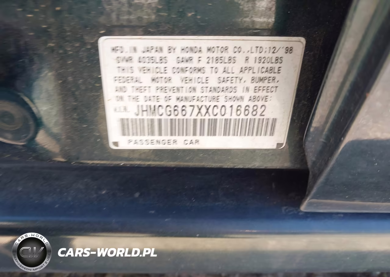 1999 Honda Accord Ex VIN:JHMCG667XXC016682 - 9