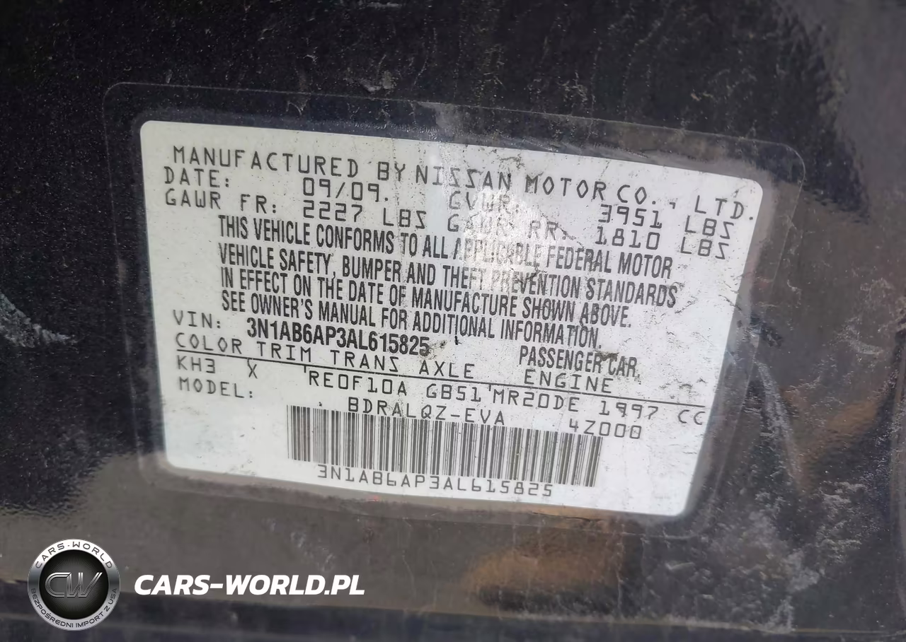 2010 Nissan Sentra 2.0 VIN:3N1AB6AP3AL615825 - 9