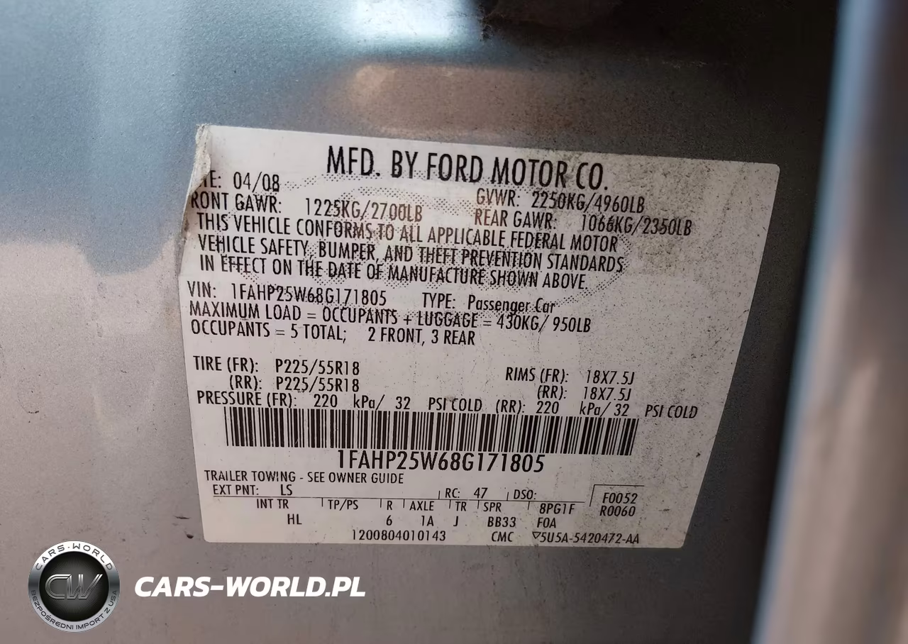 2008 Ford Taurus Limited VIN:1FAHP25W68G171805 - 9