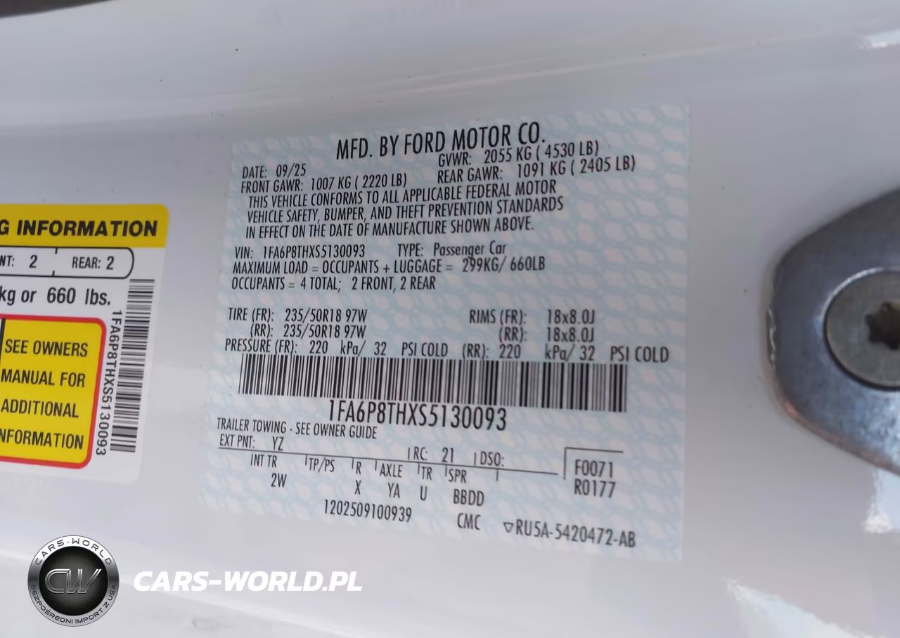 2025 Ford Mustang Ecoboost Fastback VIN:1FA6P8THXS5130093 - 9