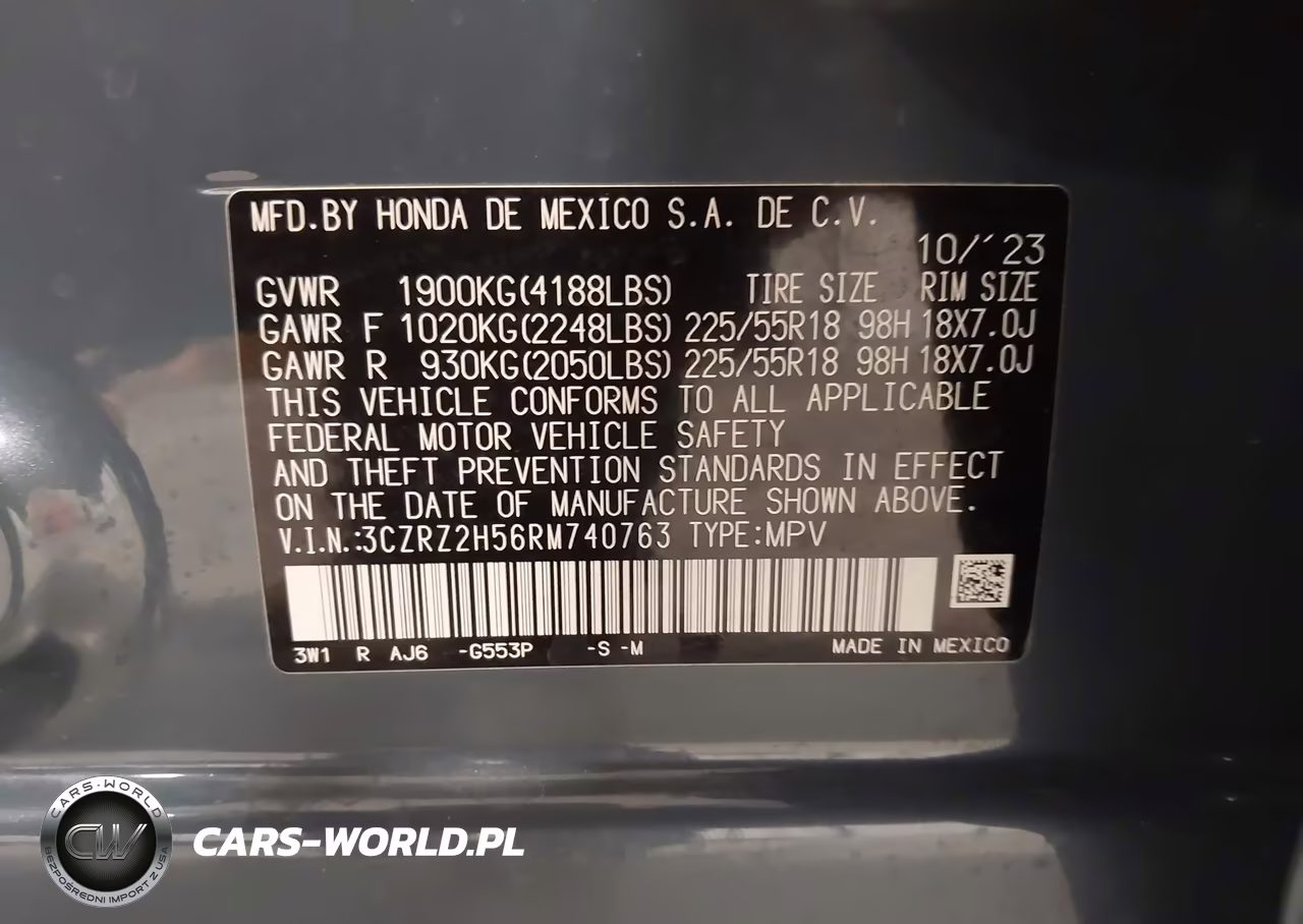 2024 Honda Hr-V Awd Sport-Awd Sport W-O Bsi VIN:3CZRZ2H56RM740763 - 9