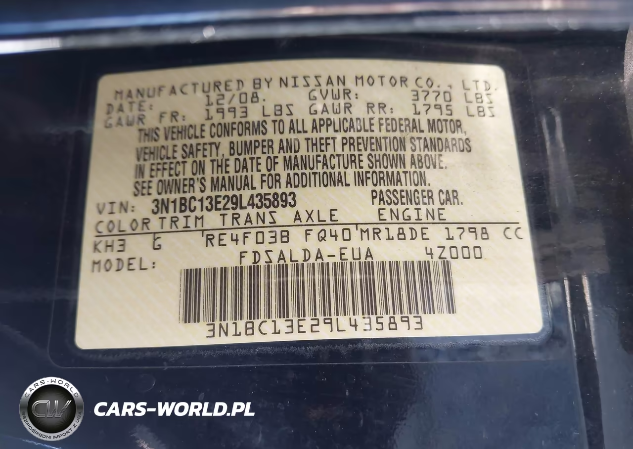 2009 Nissan Versa 1.8S VIN:3N1BC13E29L435893 - 9