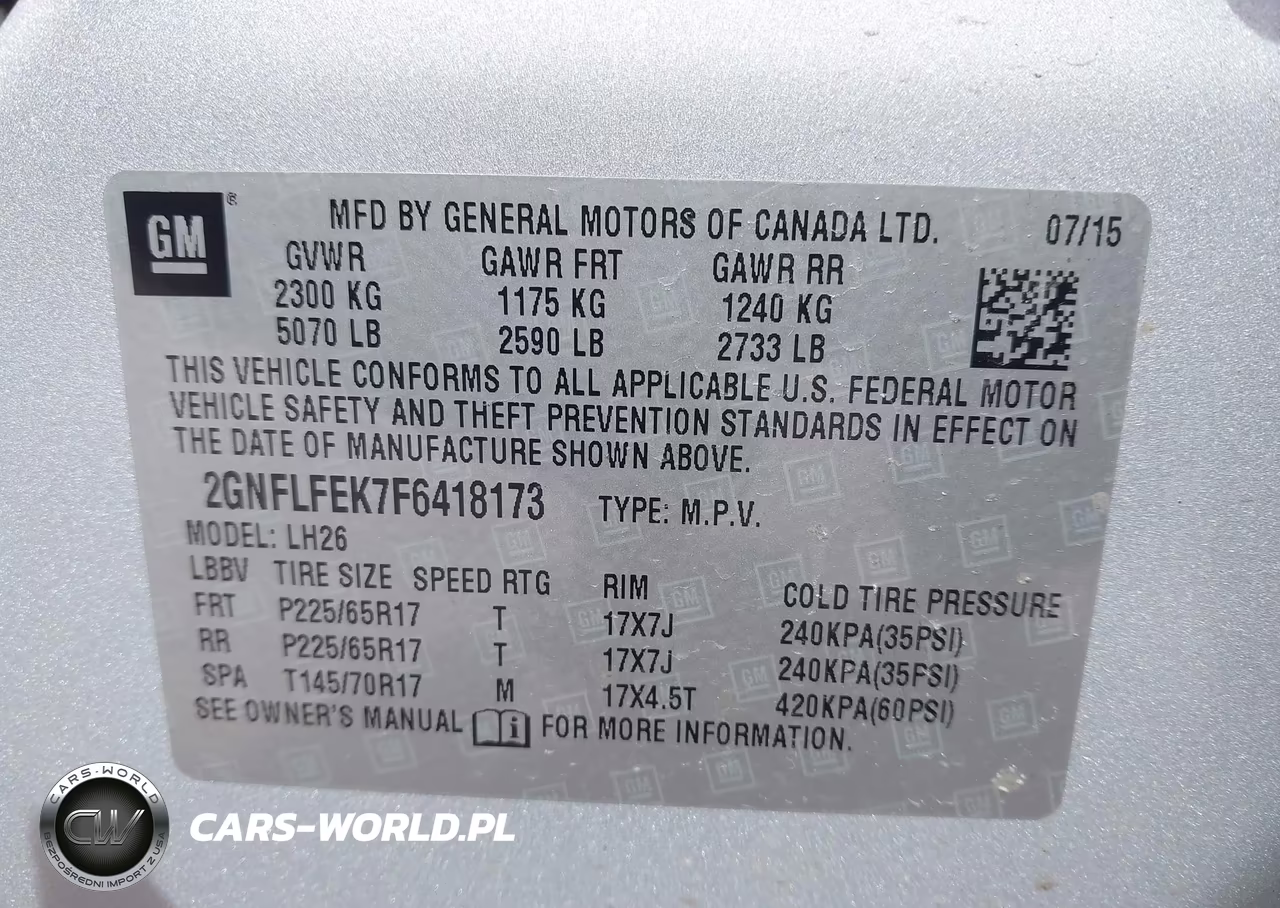 2015 Chevrolet Equinox 1Lt VIN:2GNFLFEK7F6418173 - 9