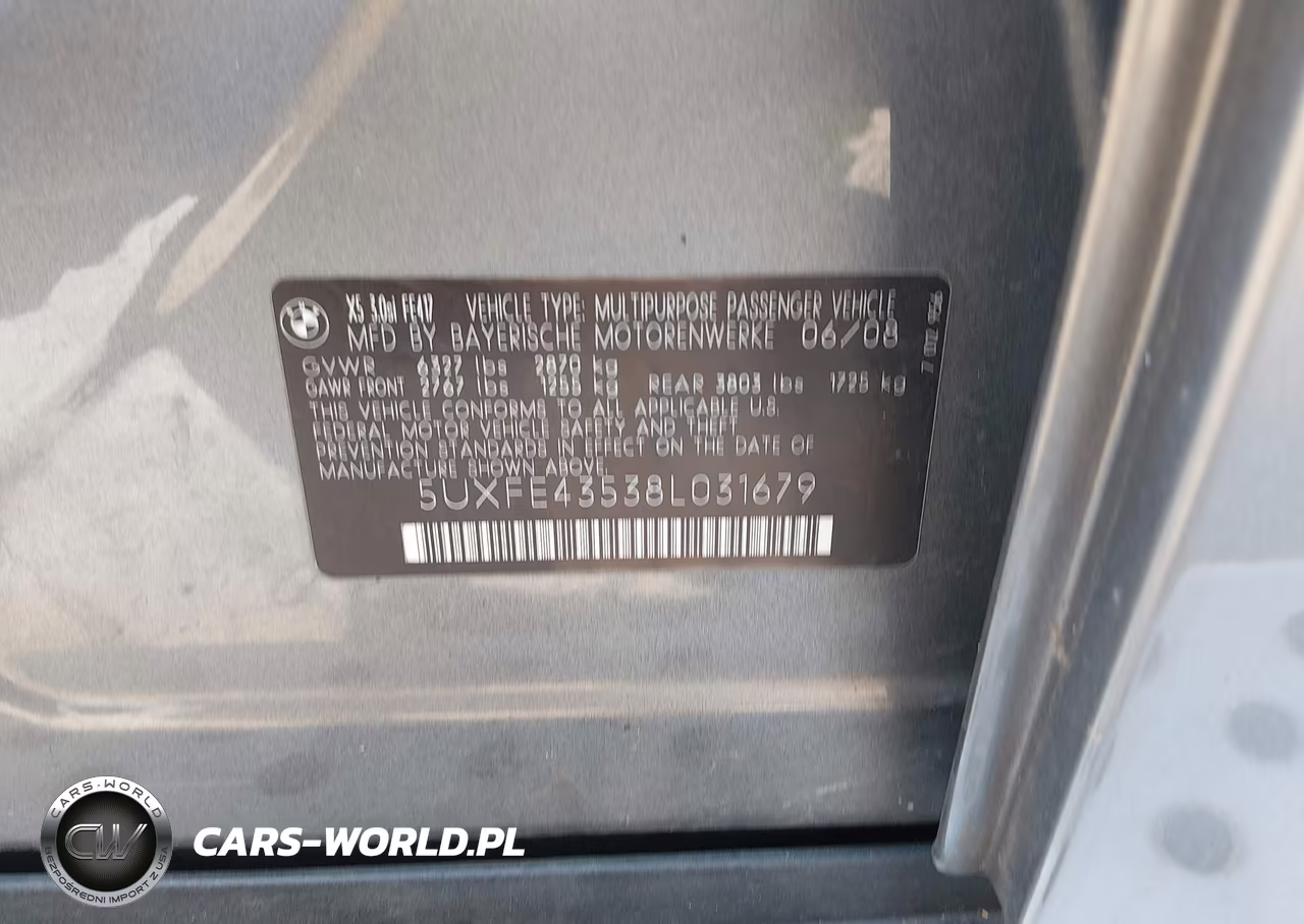2008 BMW X5 3.0Si VIN:5UXFE43538L031679 - 9
