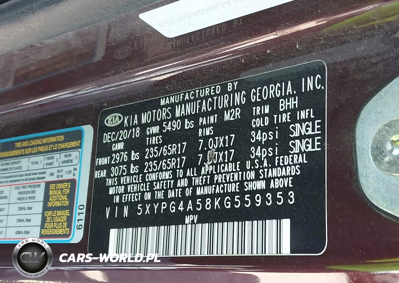 2019 Kia Sorento 3.3L Lx VIN:5XYPG4A58KG559353 - 9