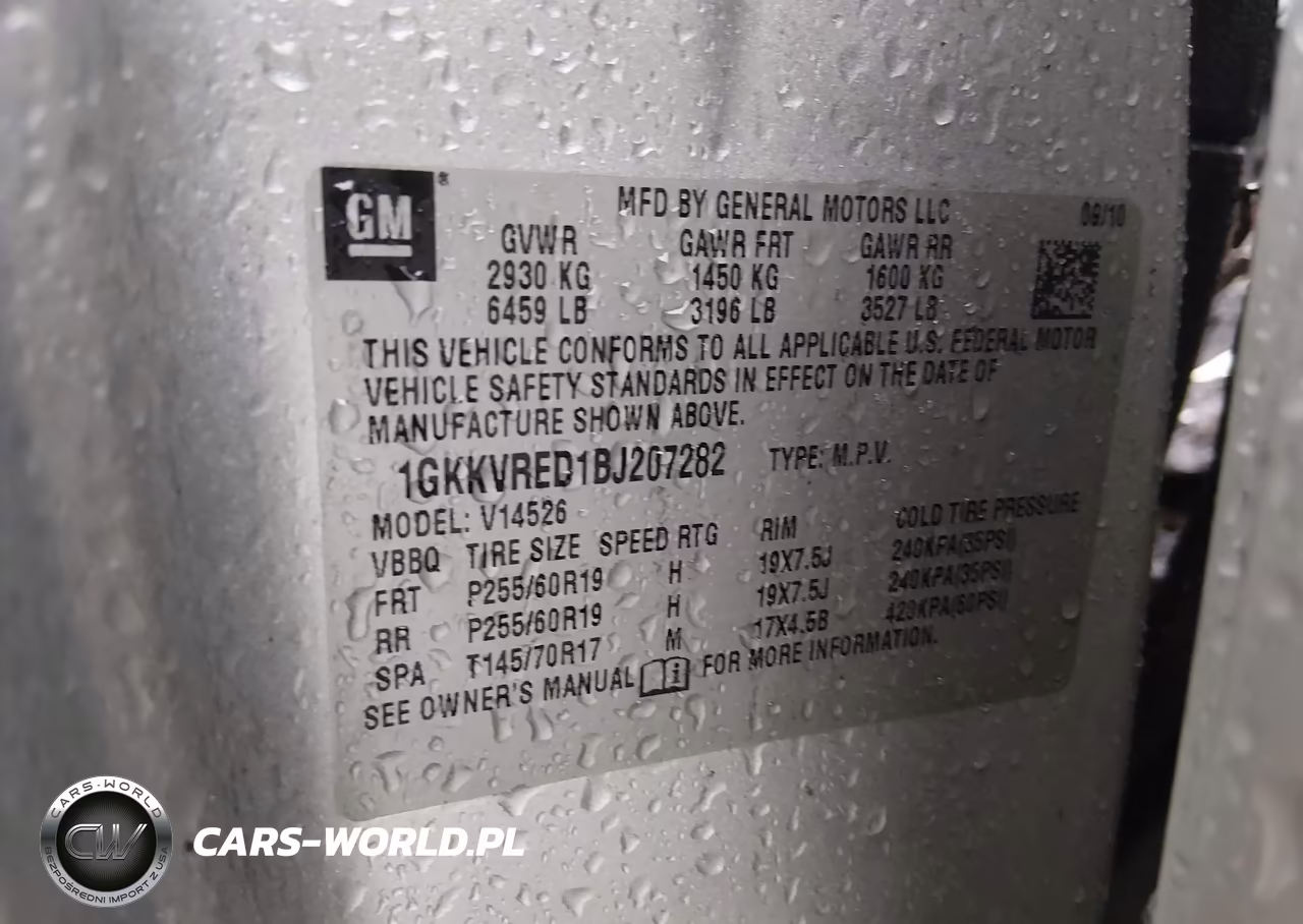 2011 GMC Acadia Slt-1 VIN:1GKKVRED1BJ207282 - 9