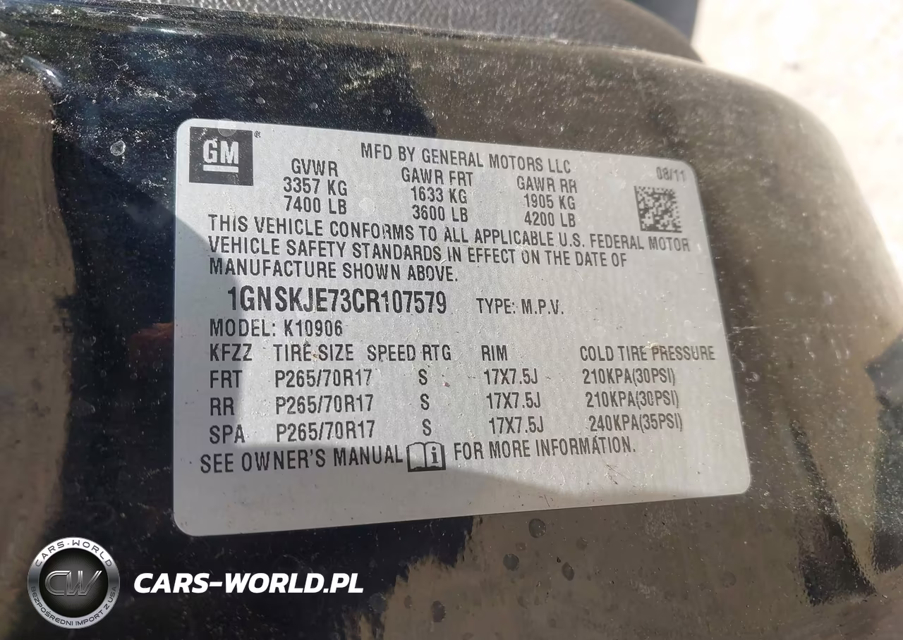 2012 Chevrolet Suburban 1500 Lt VIN:1GNSKJE73CR107579 - 9