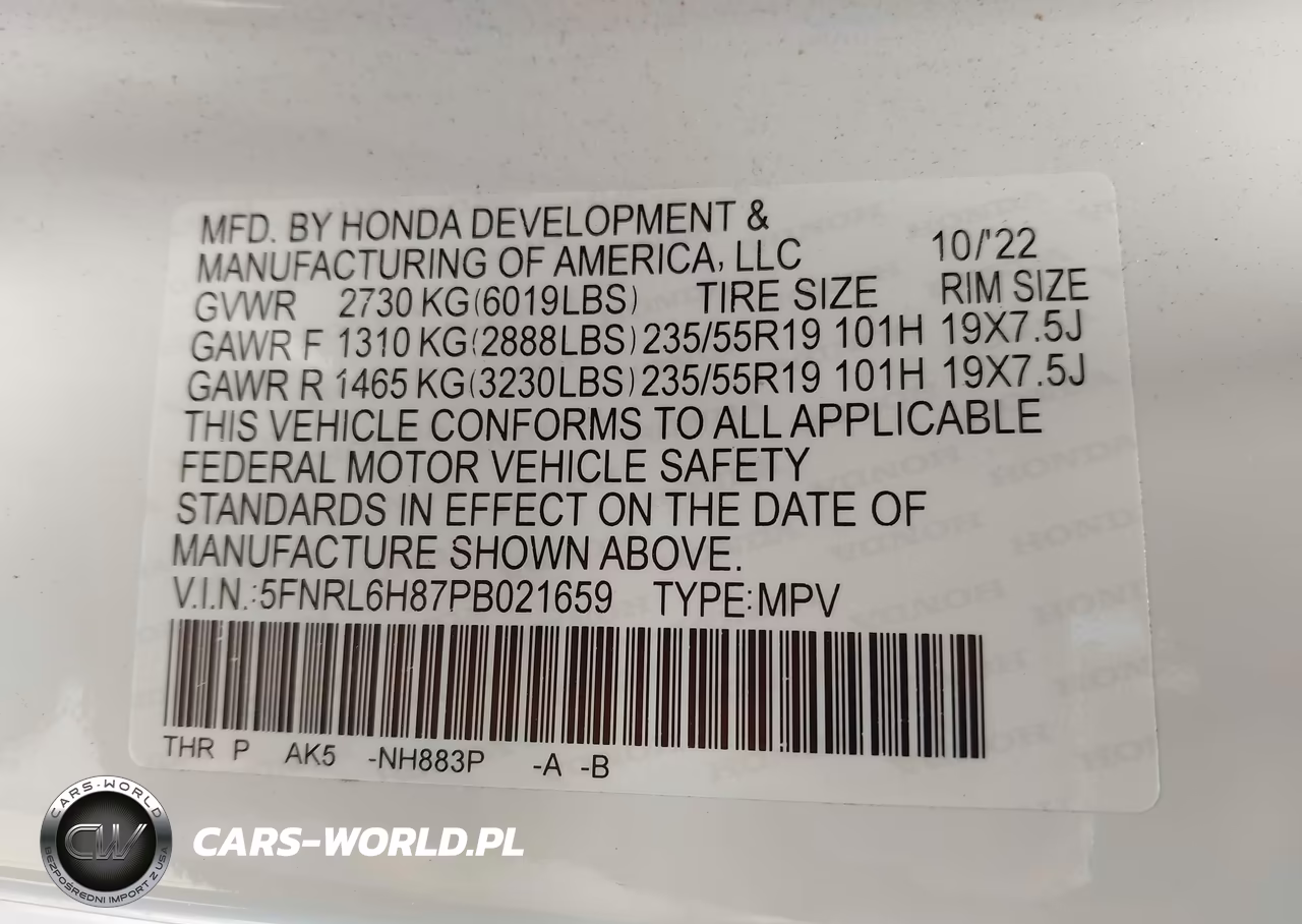 2023 Honda Odyssey Touring VIN:5FNRL6H87PB021659 - 9