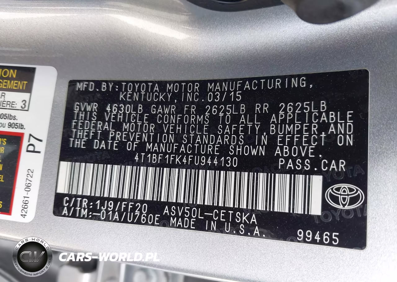 2015 Toyota Camry Se VIN:4T1BF1FK4FU944130 - 9