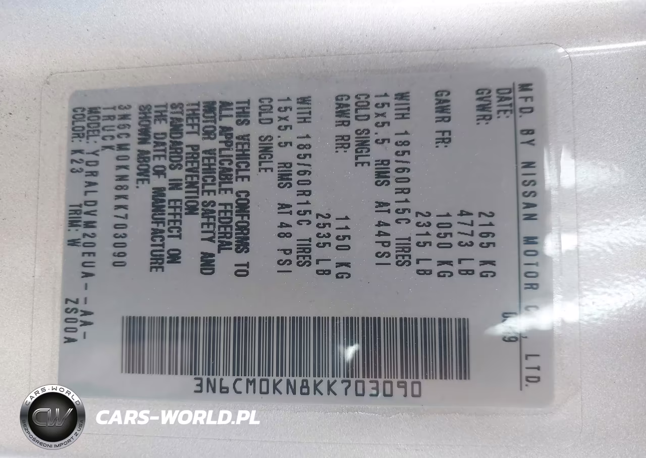 2019 Nissan Nv200 S VIN:3N6CM0KN8KK703090 - 9