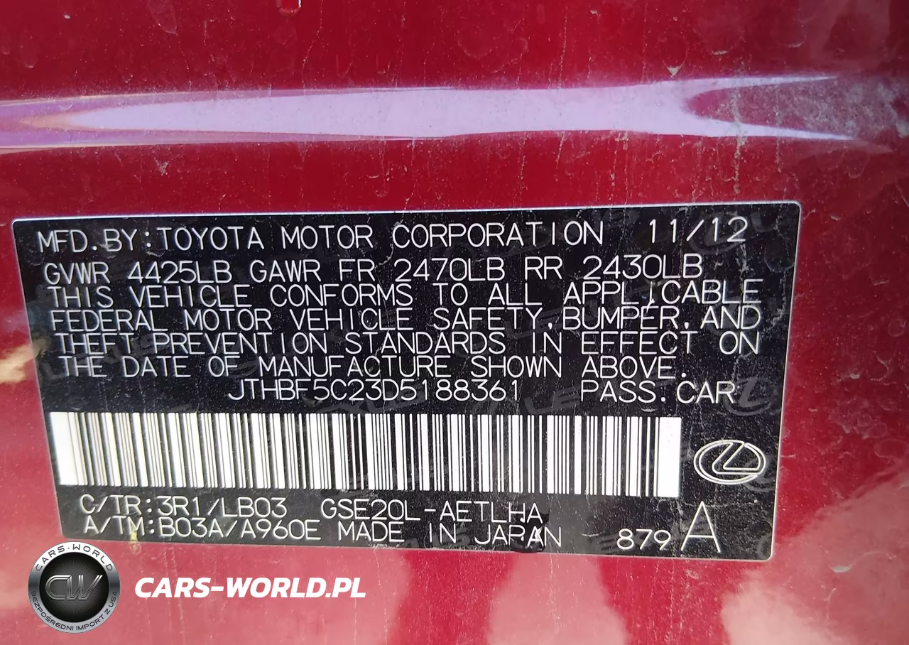 2013 Lexus Is 250 VIN:JTHBF5C23D5188361 - 9