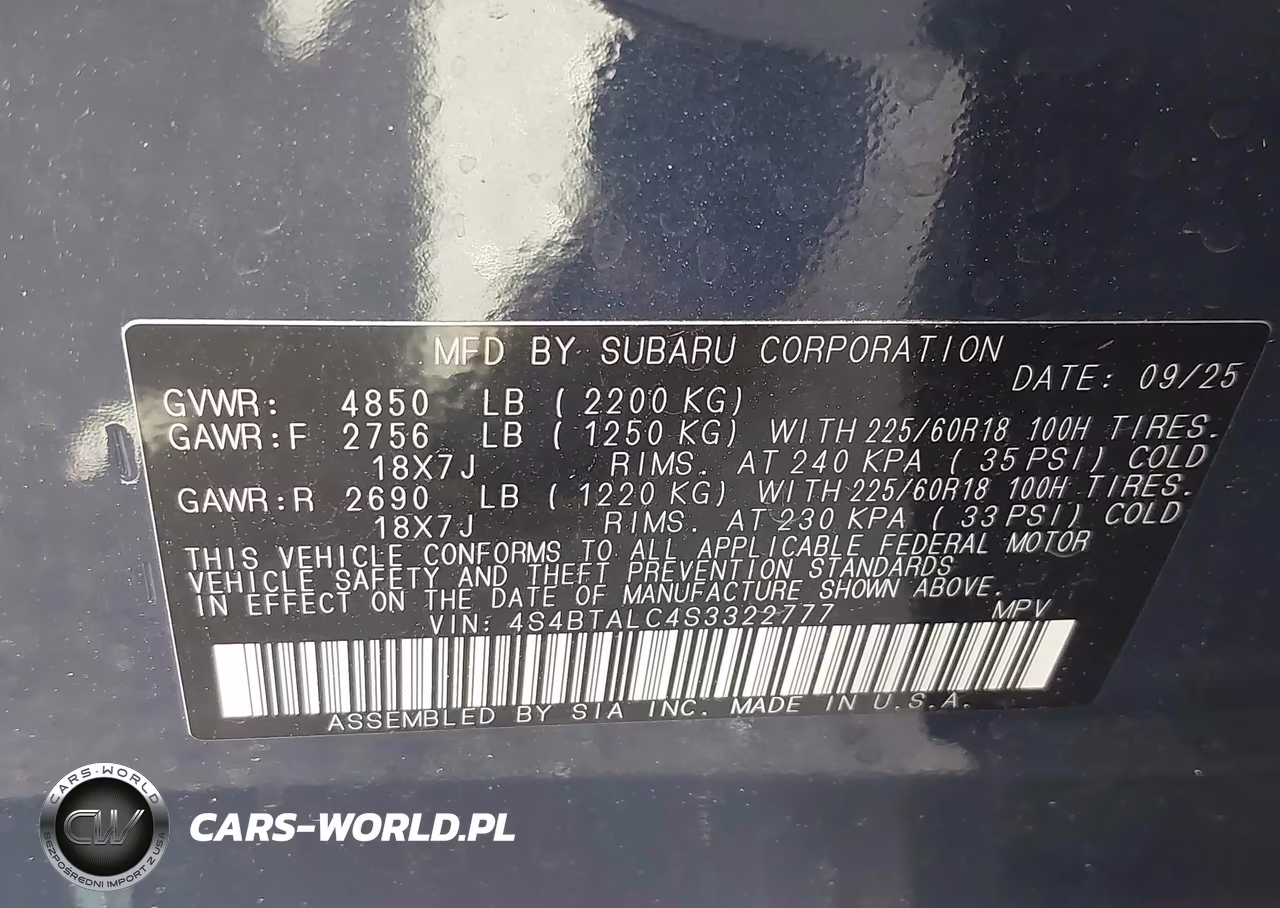 2025 Subaru Outback Onyx Edition VIN:4S4BTALC4S3322777 - 9