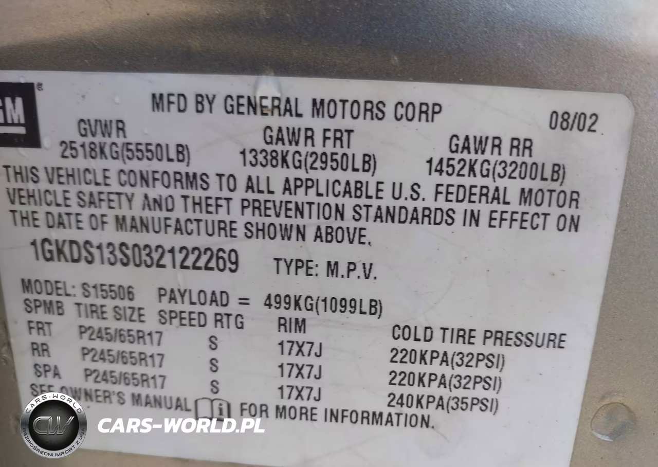 2003 GMC Envoy Sle VIN:1GKDS13S032122269 - 9