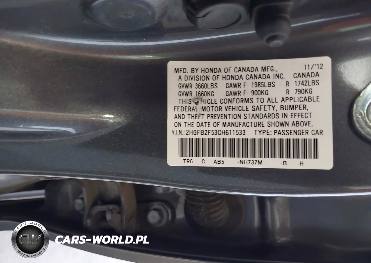 2012 Honda Civic Lx VIN:2HGFB2F53CH611533 - 9