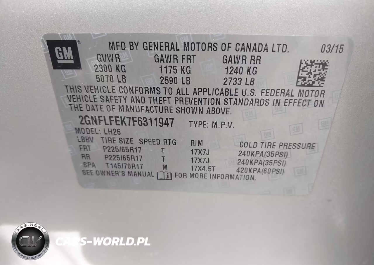 2015 Chevrolet Equinox 1Lt VIN:2GNFLFEK7F6311947 - 9