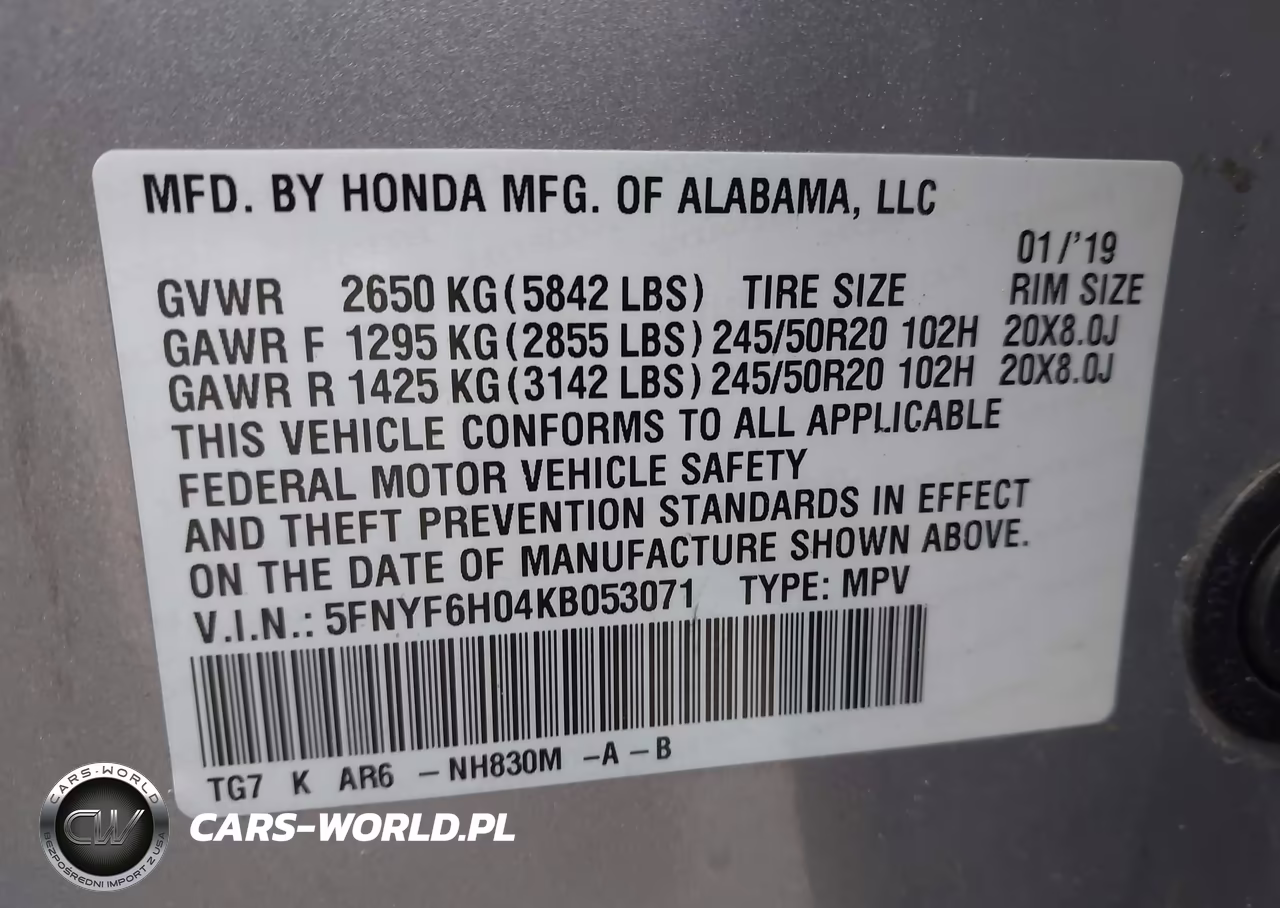 2019 Honda Pilot Elite VIN:5FNYF6H04KB053071 - 9