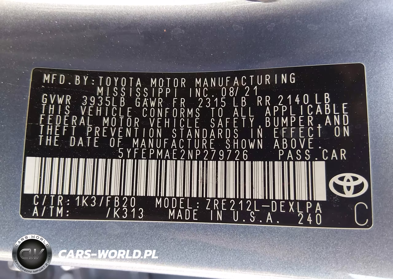 2022 Toyota Corolla Le VIN:5YFEPMAE2NP279726 - 9