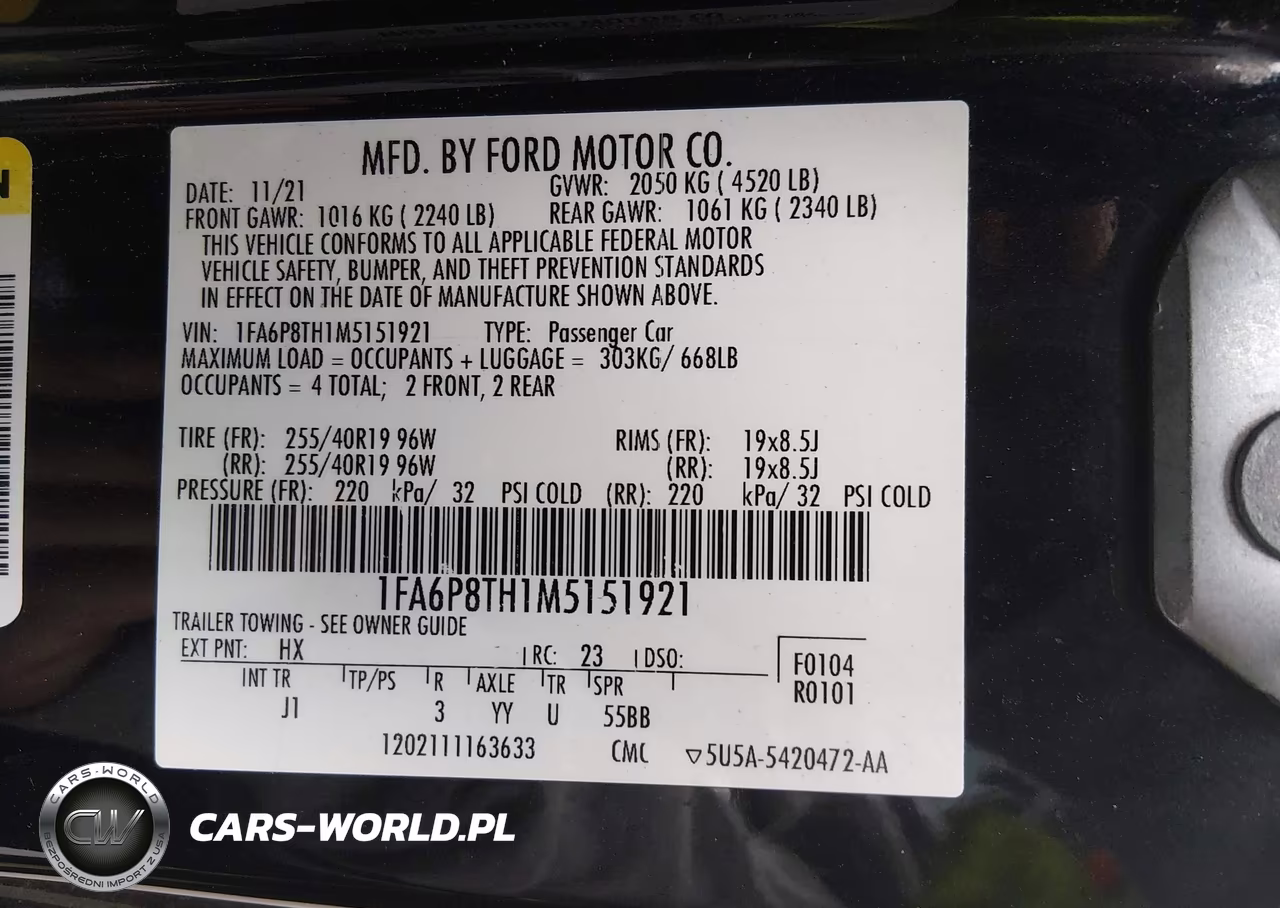 2021 Ford Mustang Ecoboost Premium Fastback VIN:1FA6P8TH1M5151921 - 9