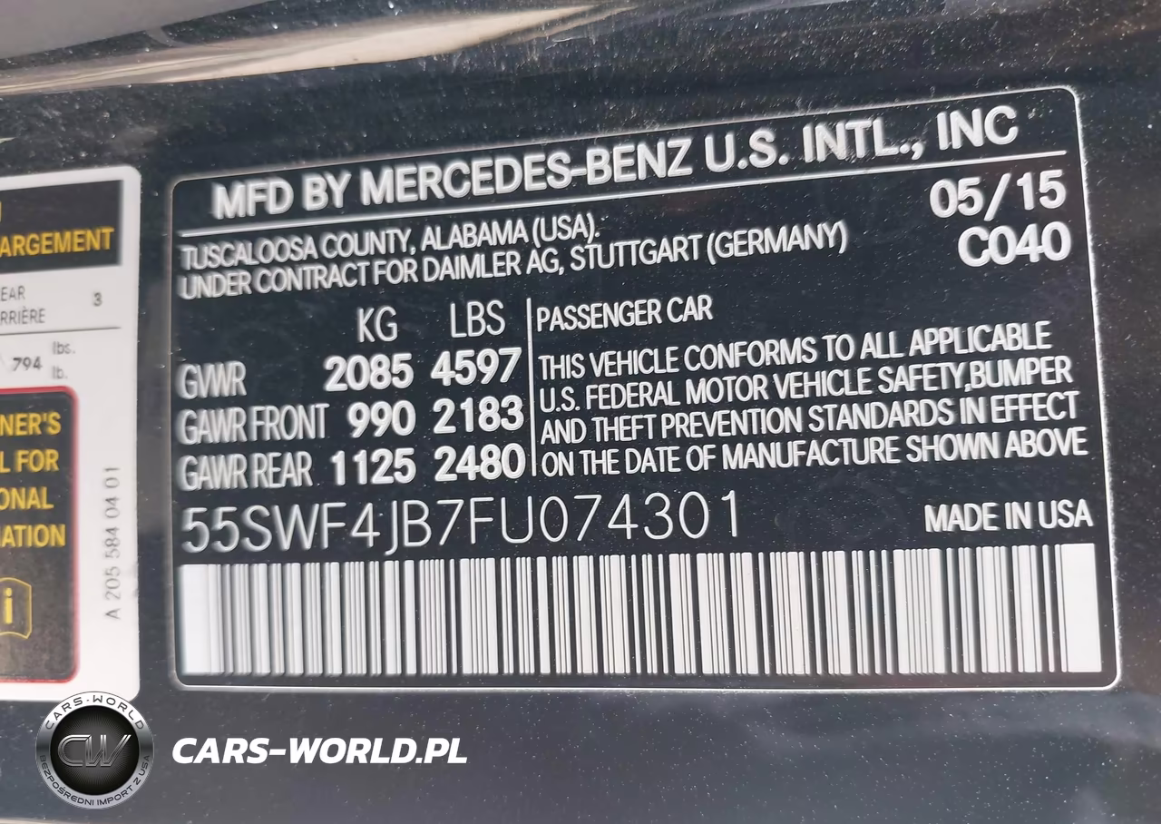 2015 Mercedes-Benz C 300 VIN:55SWF4JB7FU074301 - 9