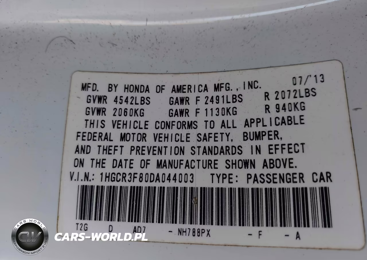 2013 Honda Accord Ex-L V-6 VIN:1HGCR3F80DA044003 - 9