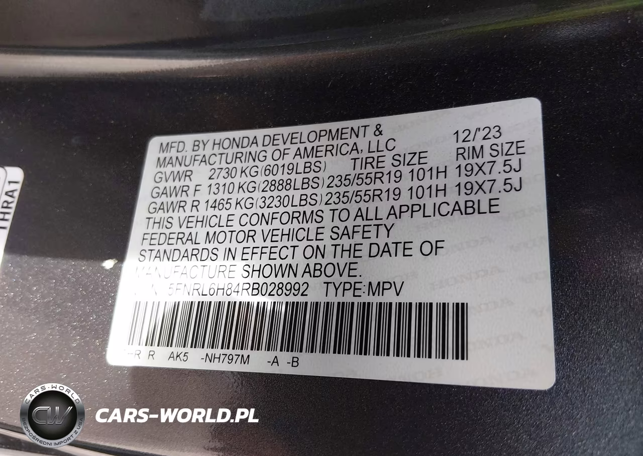 2024 Honda Odyssey Touring VIN:5FNRL6H84RB028992 - 9