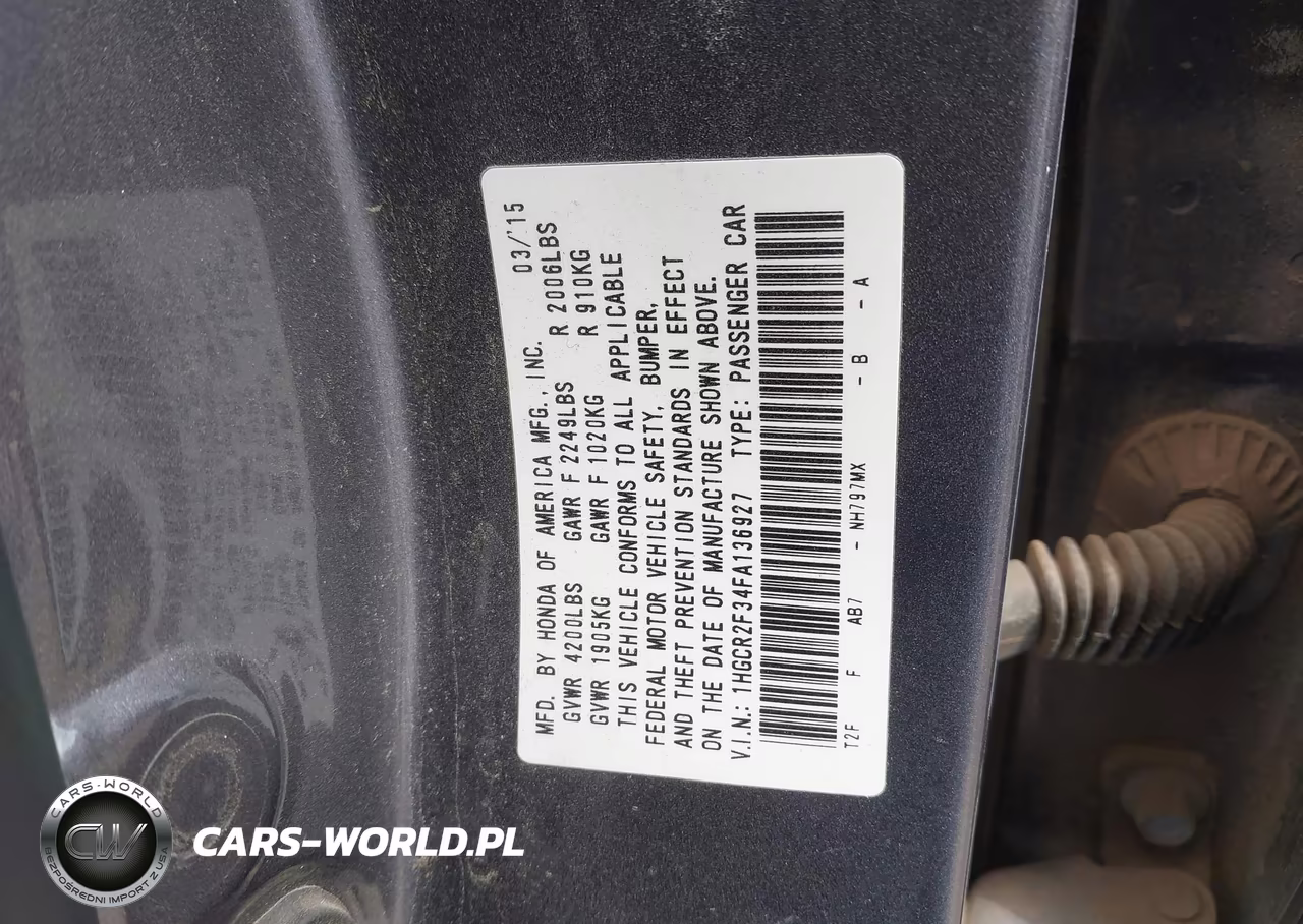2015 Honda Accord Lx VIN:1HGCR2F34FA136927 - 9