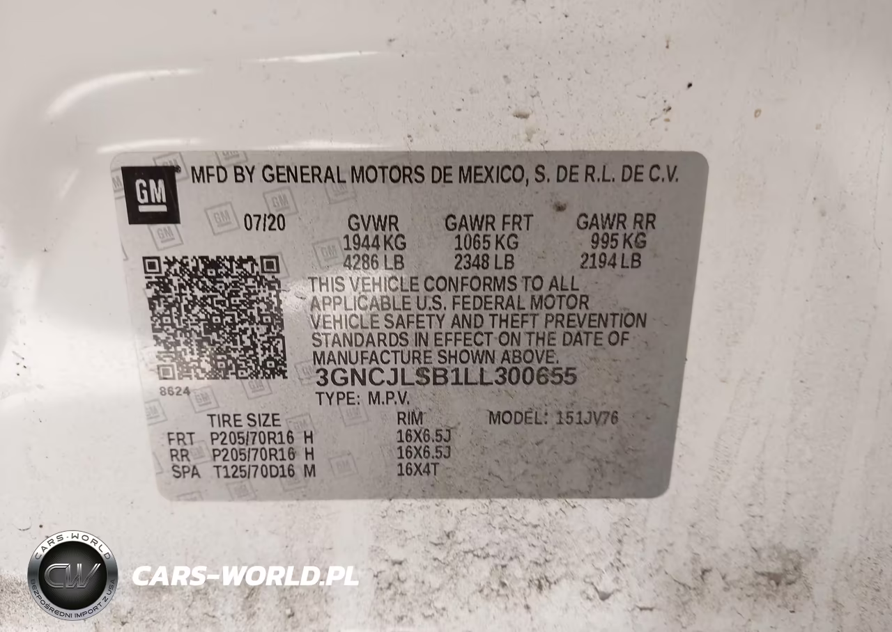 2020 Chevrolet Trax Fwd Lt VIN:3GNCJLSB1LL300655 - 9