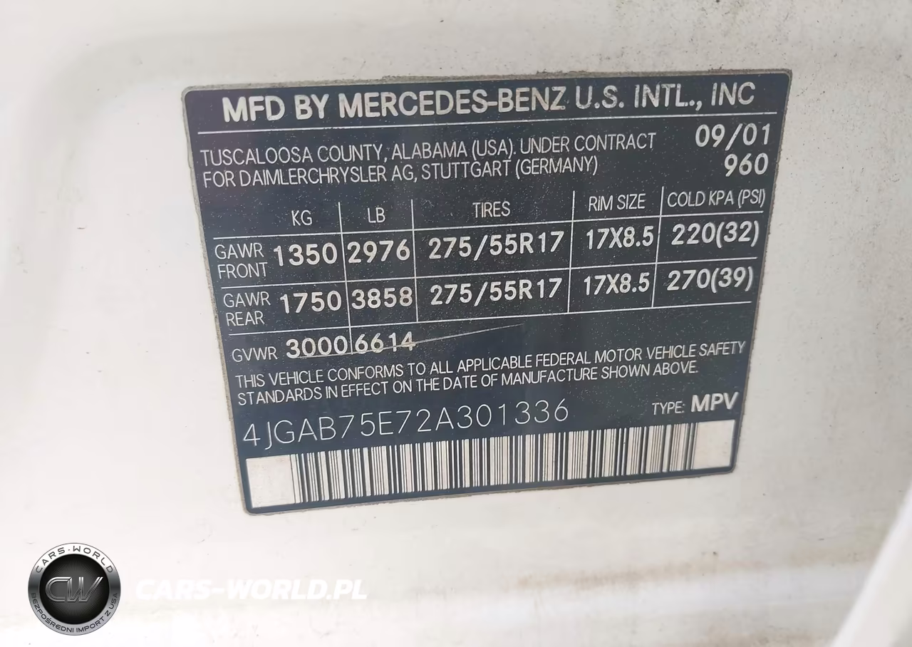 2002 Mercedes-Benz Ml 500 VIN:4JGAB75E72A301336 - 9