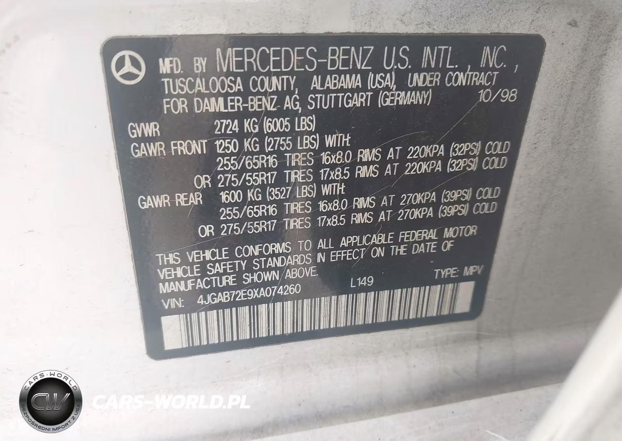 1999 Mercedes-Benz Ml 430 VIN:4JGAB72E9XA074260 - 9