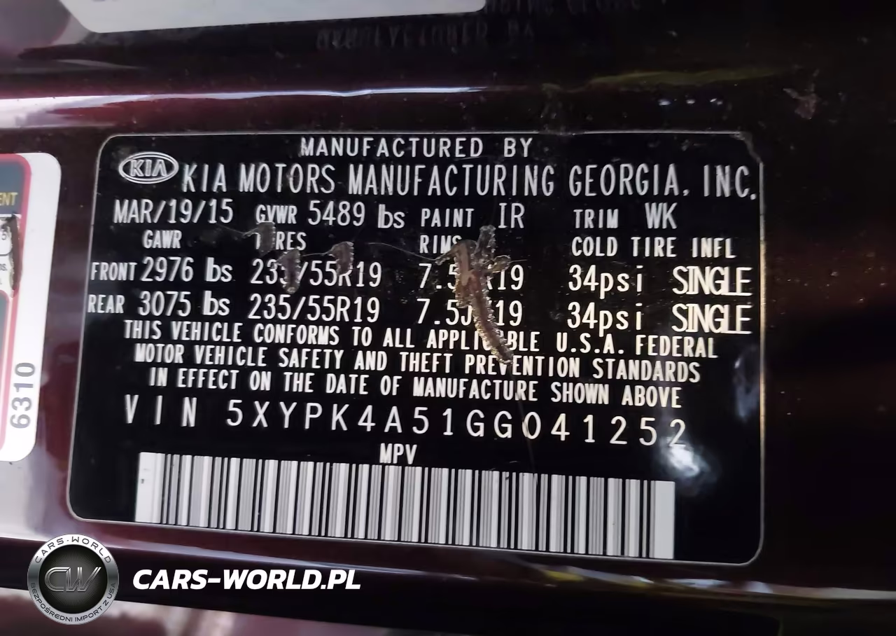 2016 Kia Sorento 3.3L Sx VIN:5XYPK4A51GG041252 - 9