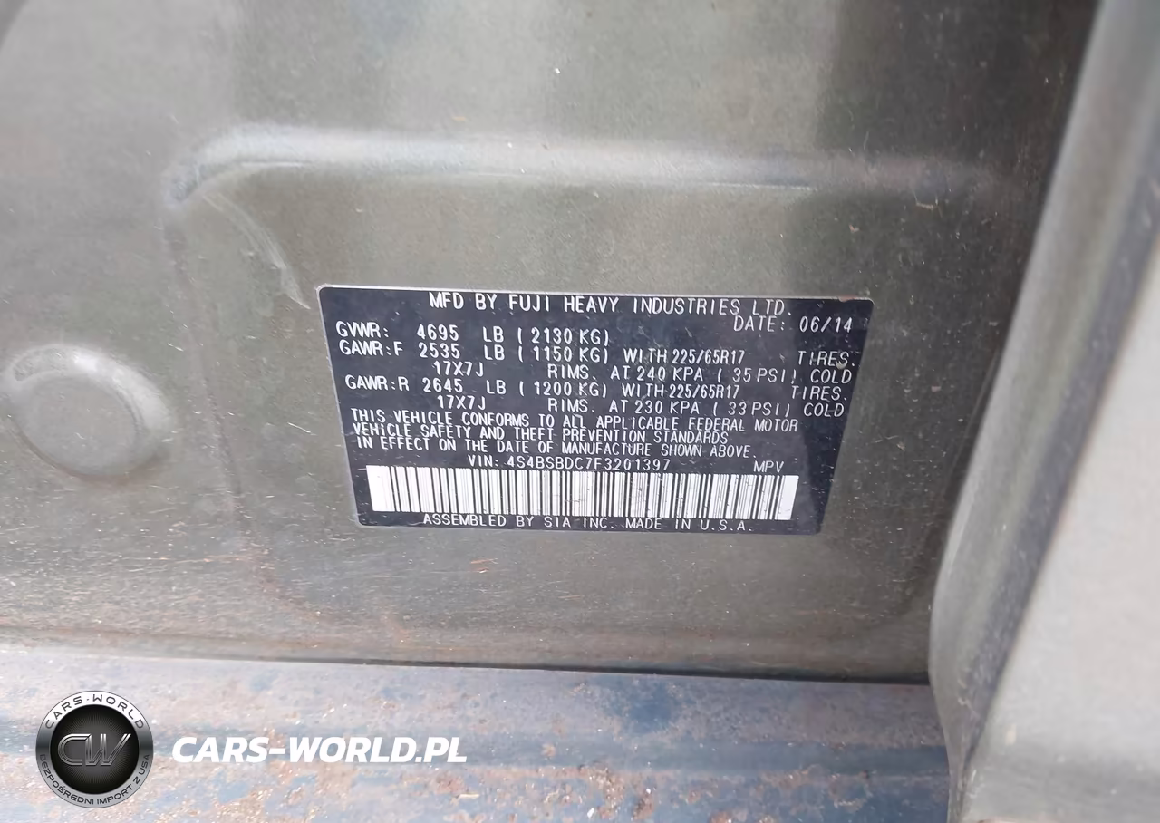 2015 Subaru Outback 2.5I Premium VIN:4S4BSBDC7F3201397 - 9