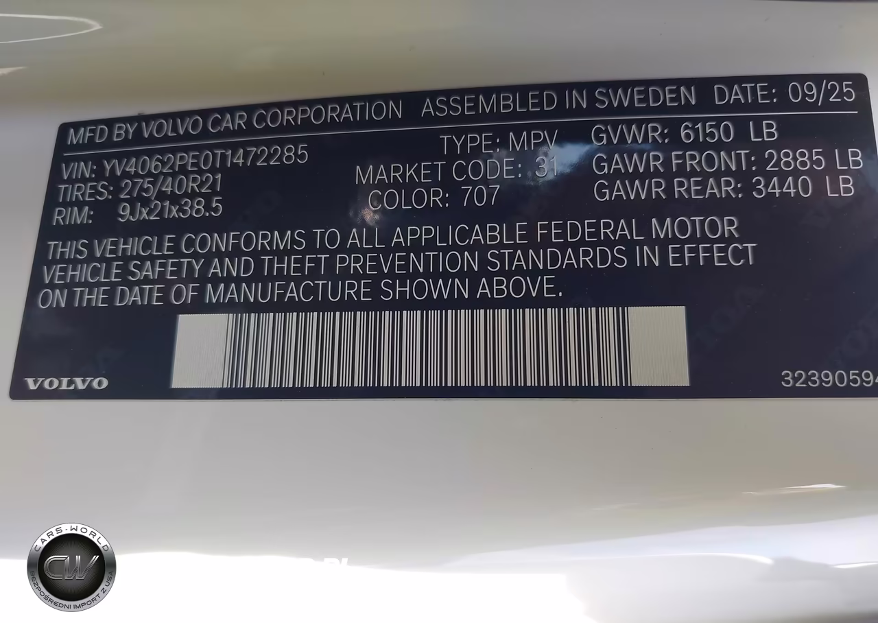 2026 Volvo Xc90 Plus, B6 Awd Gas (Mild Hybrid), Gasoline, Bright, 7 Seats VIN:YV4062PE0T1472285 - 9