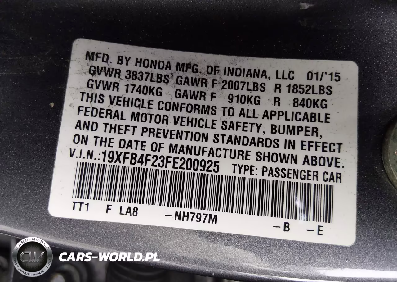 2015 Honda Civic Hybrid VIN:19XFB4F23FE200925 - 9