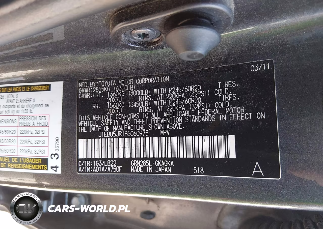 2011 Toyota 4Runner Limited V6 VIN:JTEBU5JR1B5060975 - 9