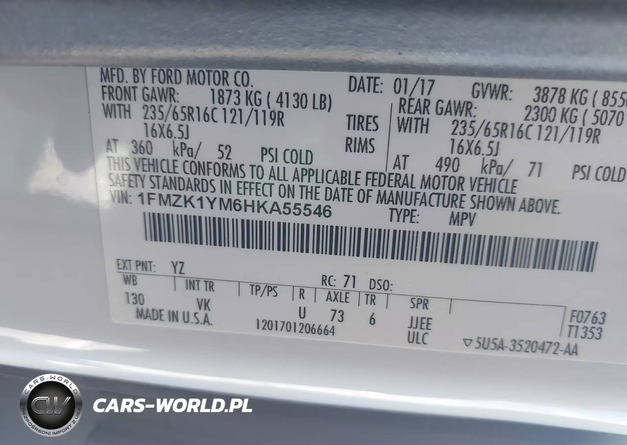 2017 Ford Transit-150 Xl VIN:1FMZK1YM6HKA55546 - 9