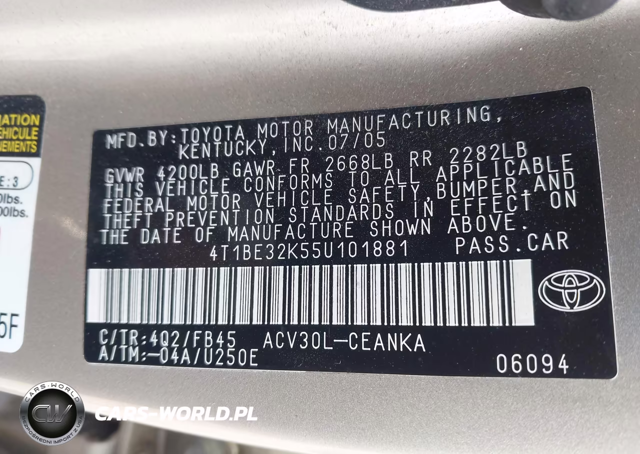 2005 Toyota Camry Le VIN:4T1BE32K55U101881 - 9
