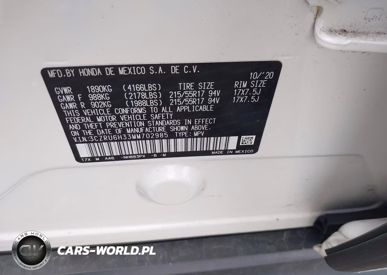 2021 Honda Hr-V Awd Lx VIN:3CZRU6H33MM702985 - 9