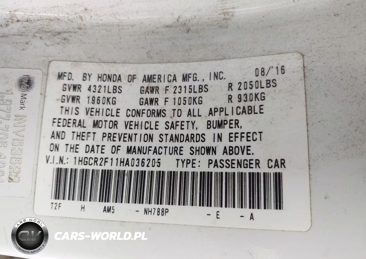 2017 Honda Accord Sport Se VIN:1HGCR2F11HA036205 - 9