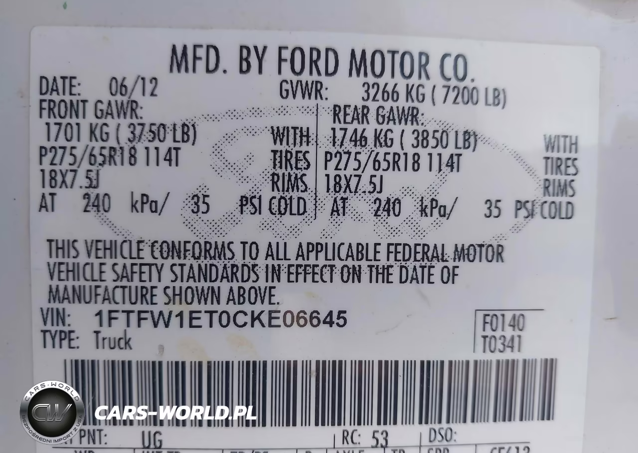 2012 Ford F-150 Lariat VIN:1FTFW1ET0CKE06645 - 9