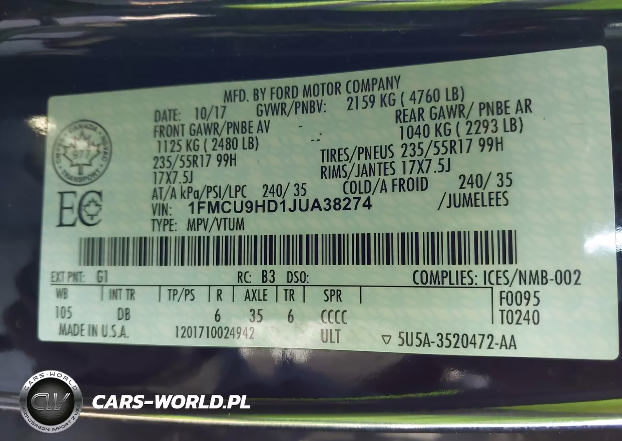 2018 Ford Escape Sel VIN:1FMCU9HD1JUA38274 - 9